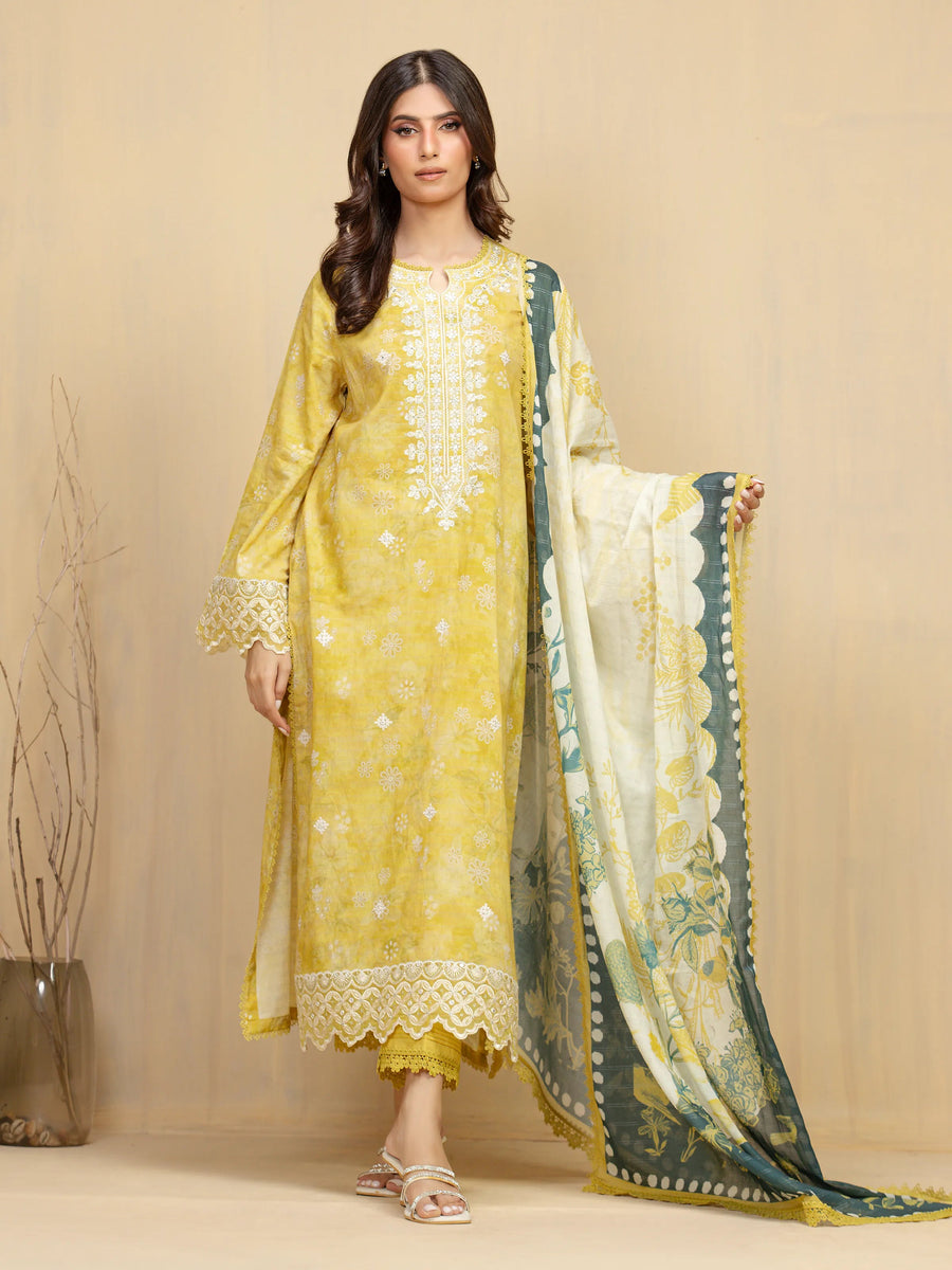 edenrobe Premium Festive Unstitched Lawn 3Pc Suit EWU5V1-31880