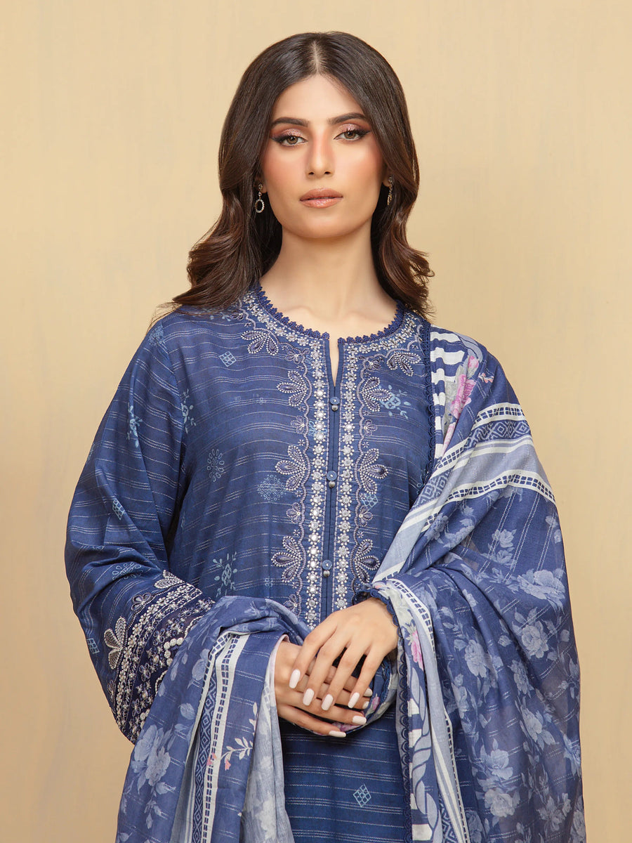 edenrobe Premium Festive Unstitched Lawn 3Pc Suit EWU5V1-31881