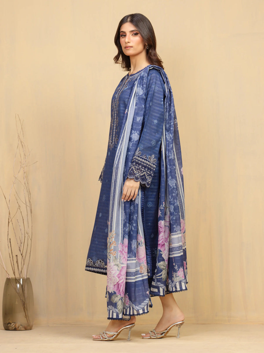 edenrobe Premium Festive Unstitched Lawn 3Pc Suit EWU5V1-31881