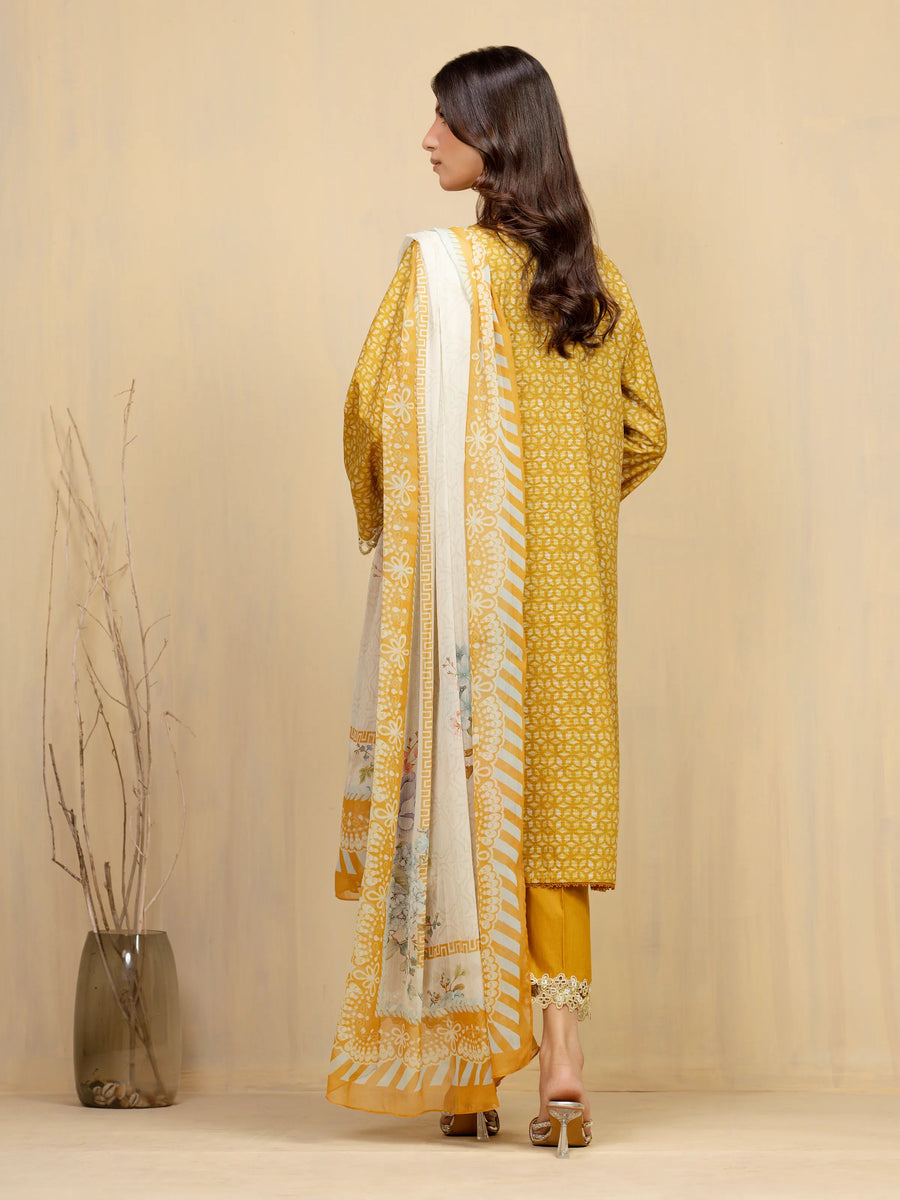 edenrobe Premium Festive Unstitched Slub Lawn 3Pc Suit EWU5V1-31901