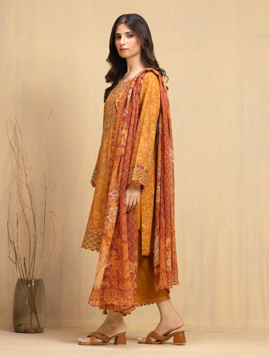 edenrobe Premium Festive Unstitched Lawn 3Pc Suit EWU5V1-31902