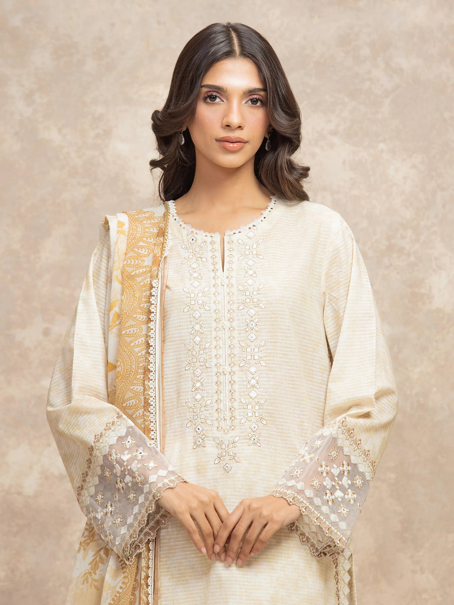 edenrobe Premium Festive Unstitched Lawn 3Pc Suit EWU5V1-31903