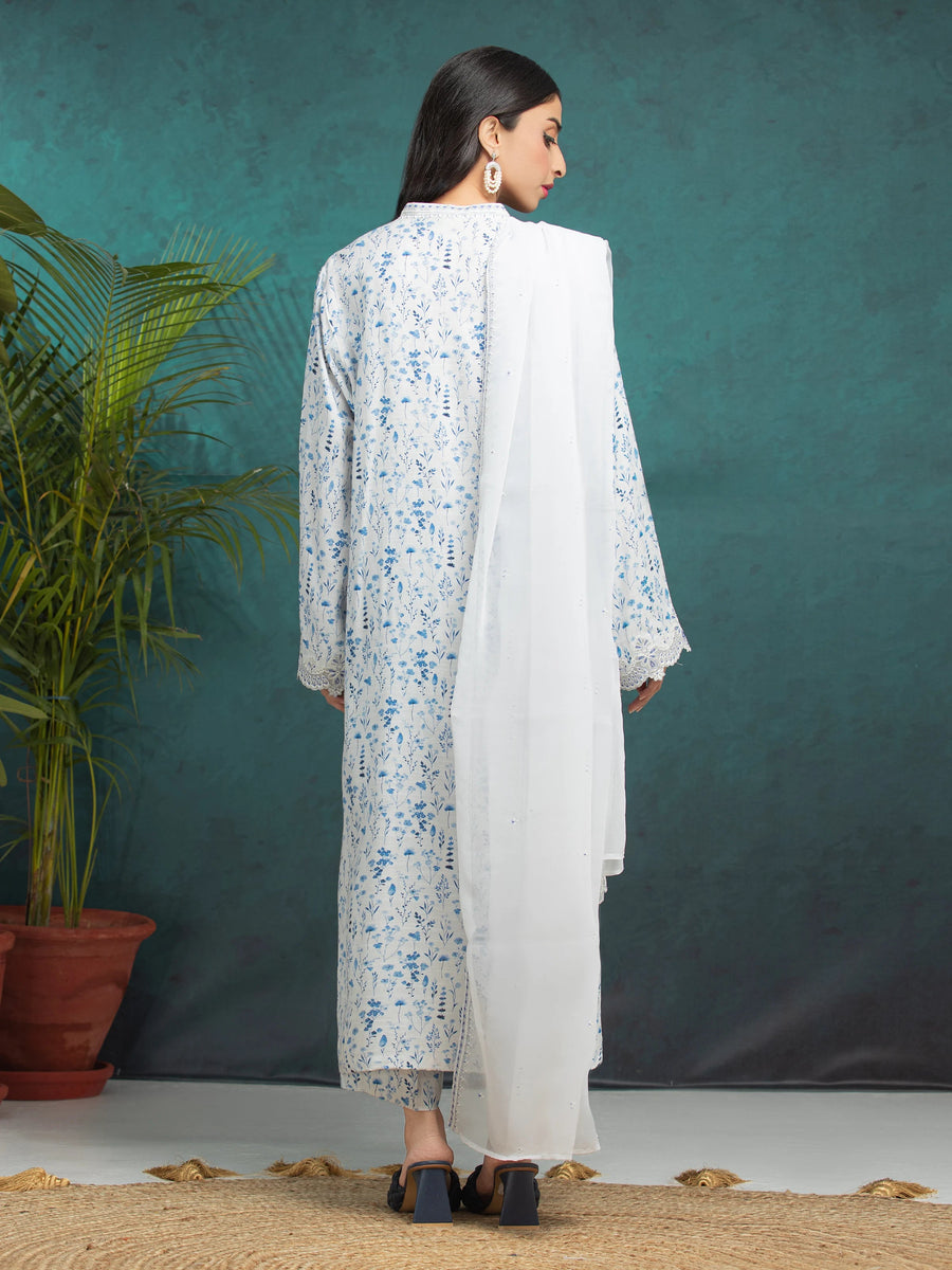 edenrobe Premium Festive Unstitched Raw Silk 3Pc Suit EWU5V16-30217