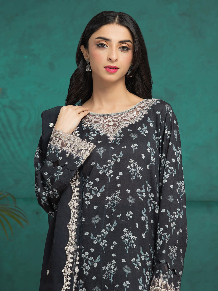 edenrobe Premium Festive Unstitched Raw Silk 3Pc Suit EWU5V16-30219