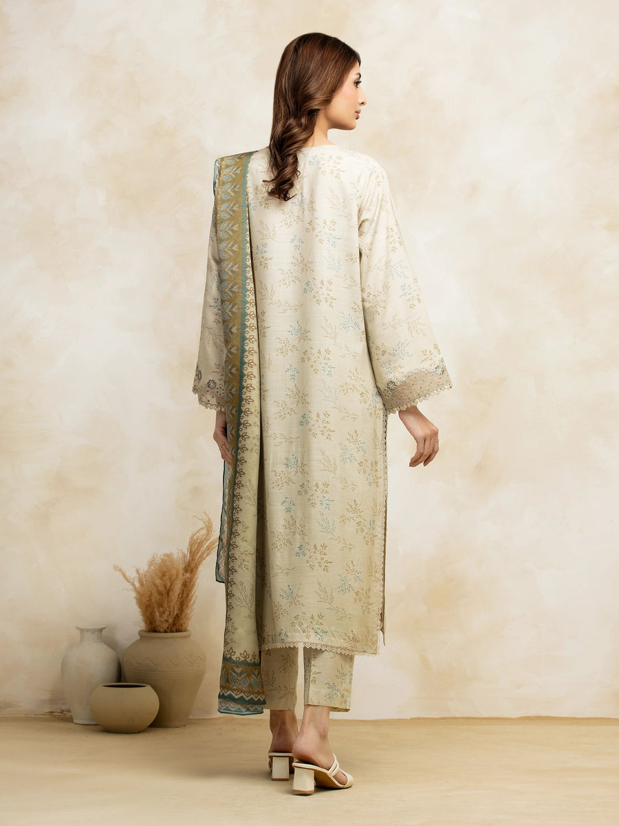 edenrobe Premium Festive Unstitched Raw Silk 3Pc Suit EWU5V16-30222