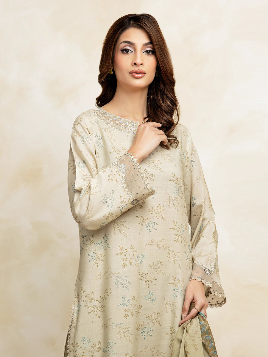 edenrobe Premium Festive Unstitched Raw Silk 3Pc Suit EWU5V16-30222