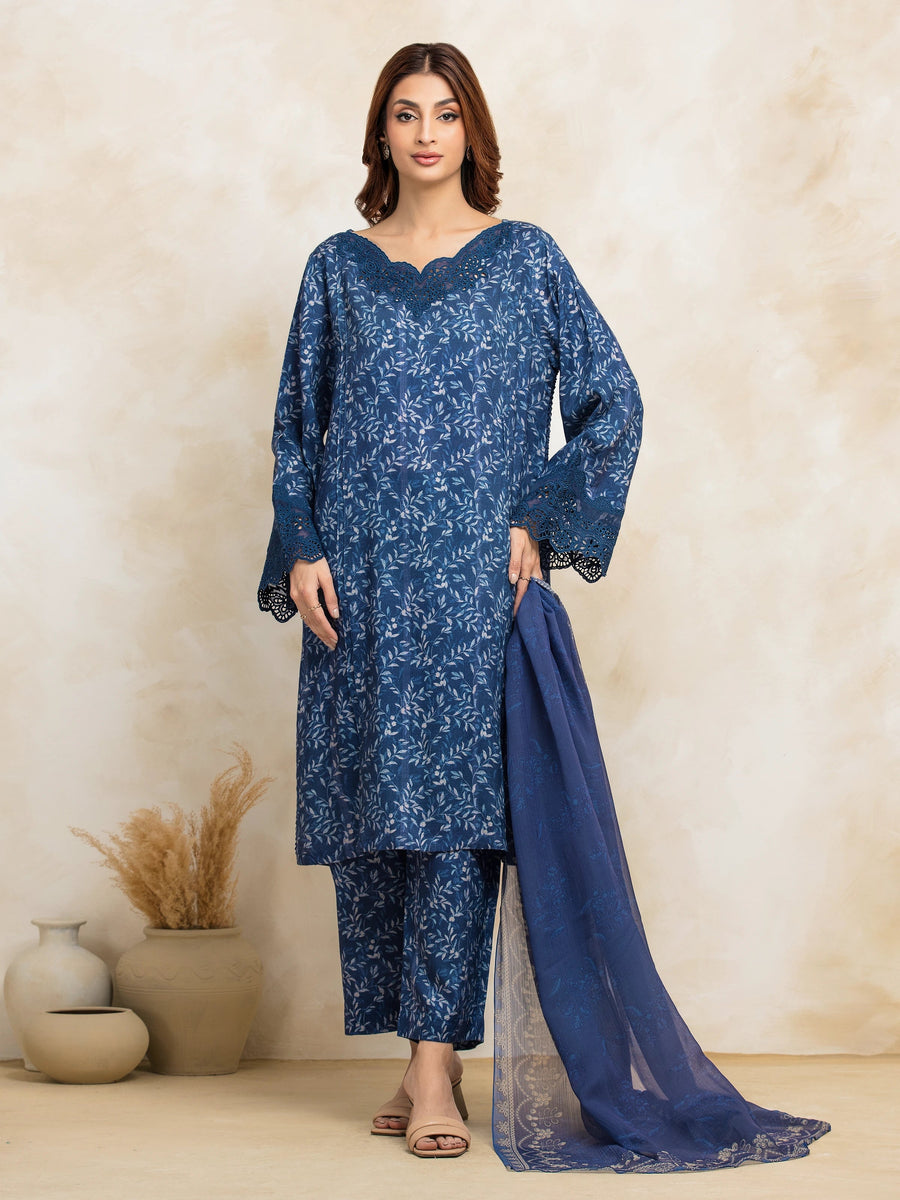 edenrobe Premium Festive Unstitched Raw Silk 3Pc Suit EWU5V16-30224