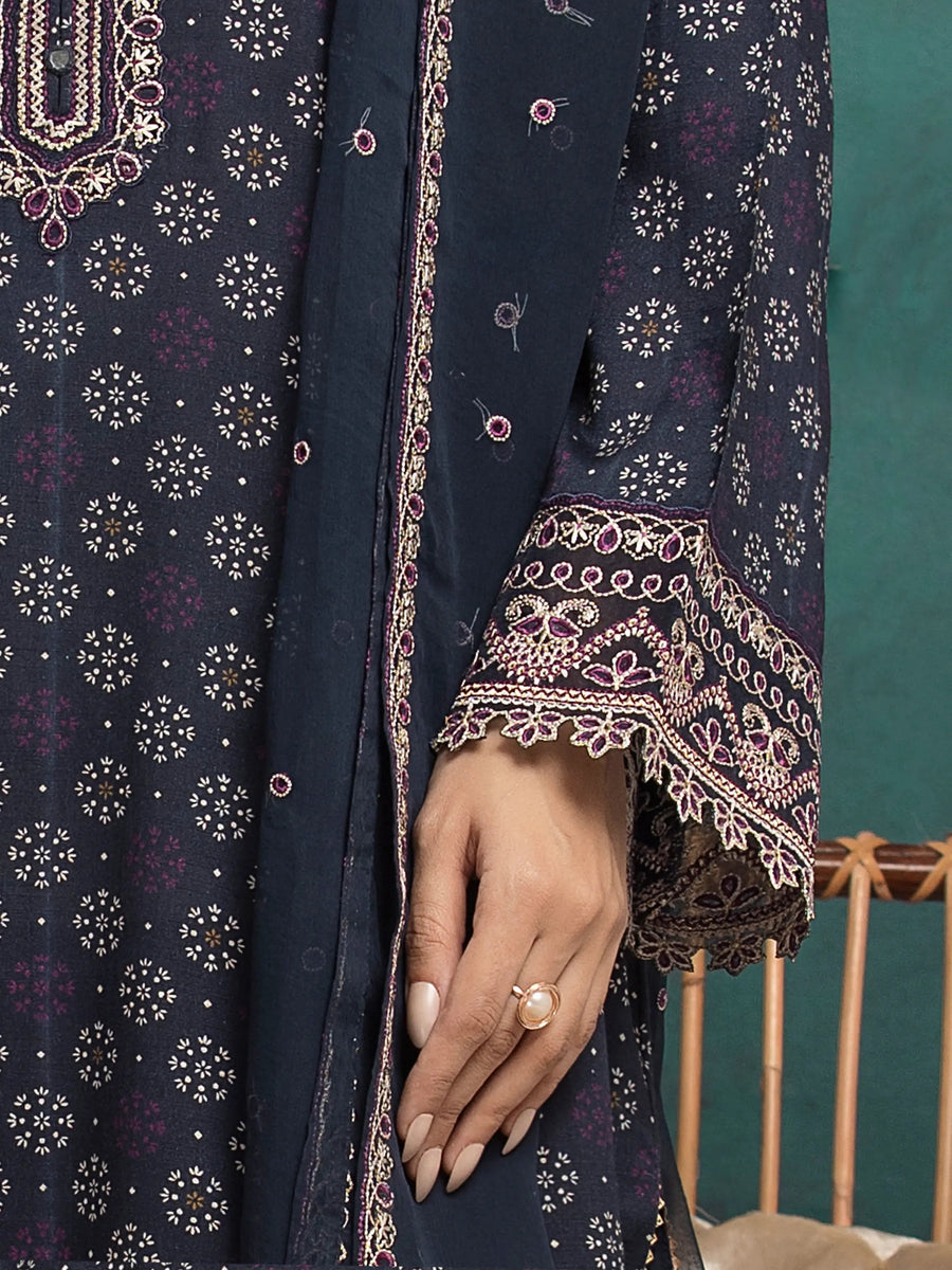 edenrobe Premium Festive Unstitched Raw Silk 3Pc Suit EWU5V16-30225
