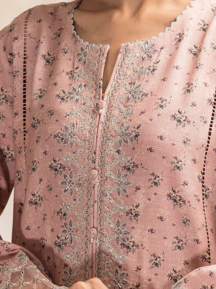 edenrobe Premium Festive Unstitched Raw Silk 3Pc Suit EWU5V16-30226