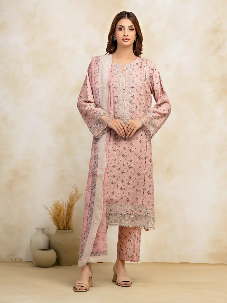 edenrobe Premium Festive Unstitched Raw Silk 3Pc Suit EWU5V16-30226