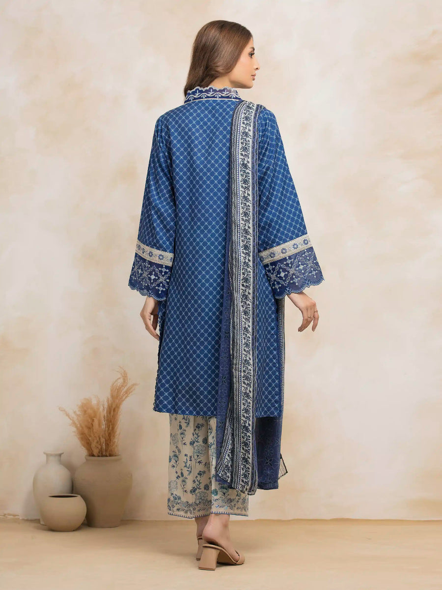 edenrobe Premium Festive Unstitched Raw Silk 3Pc Suit EWU5V16-30378