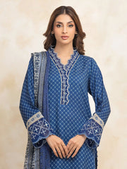 edenrobe Premium Festive Unstitched Raw Silk 3Pc Suit EWU5V16-30378