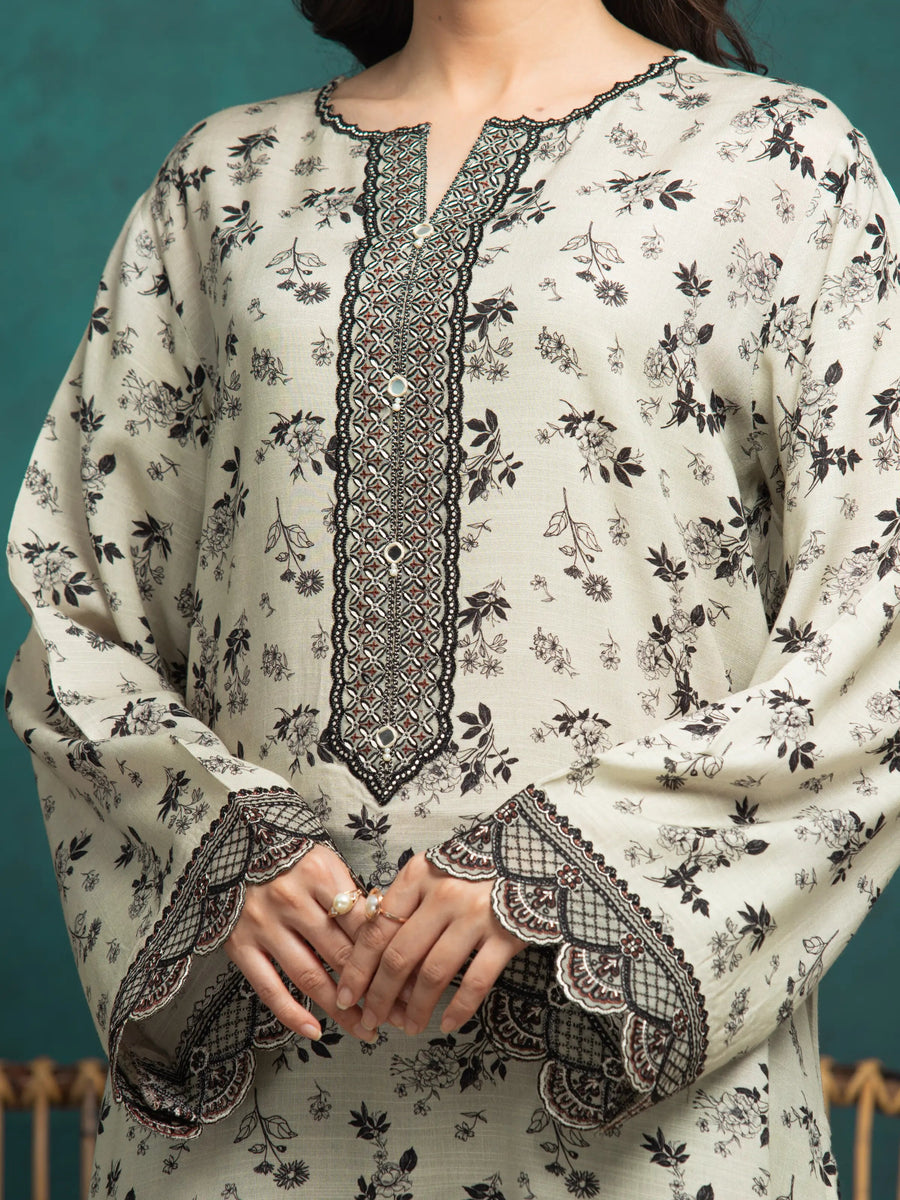 edenrobe Premium Festive Unstitched Raw Silk 3Pc Suit EWU5V16-30379