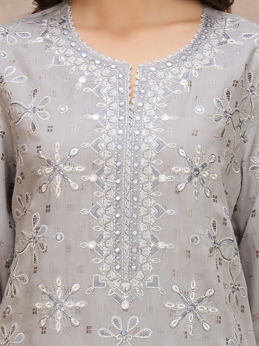 edenrobe Premium Embroidered Viscose Unstitched 3Pc Suit EWU5V19-32025