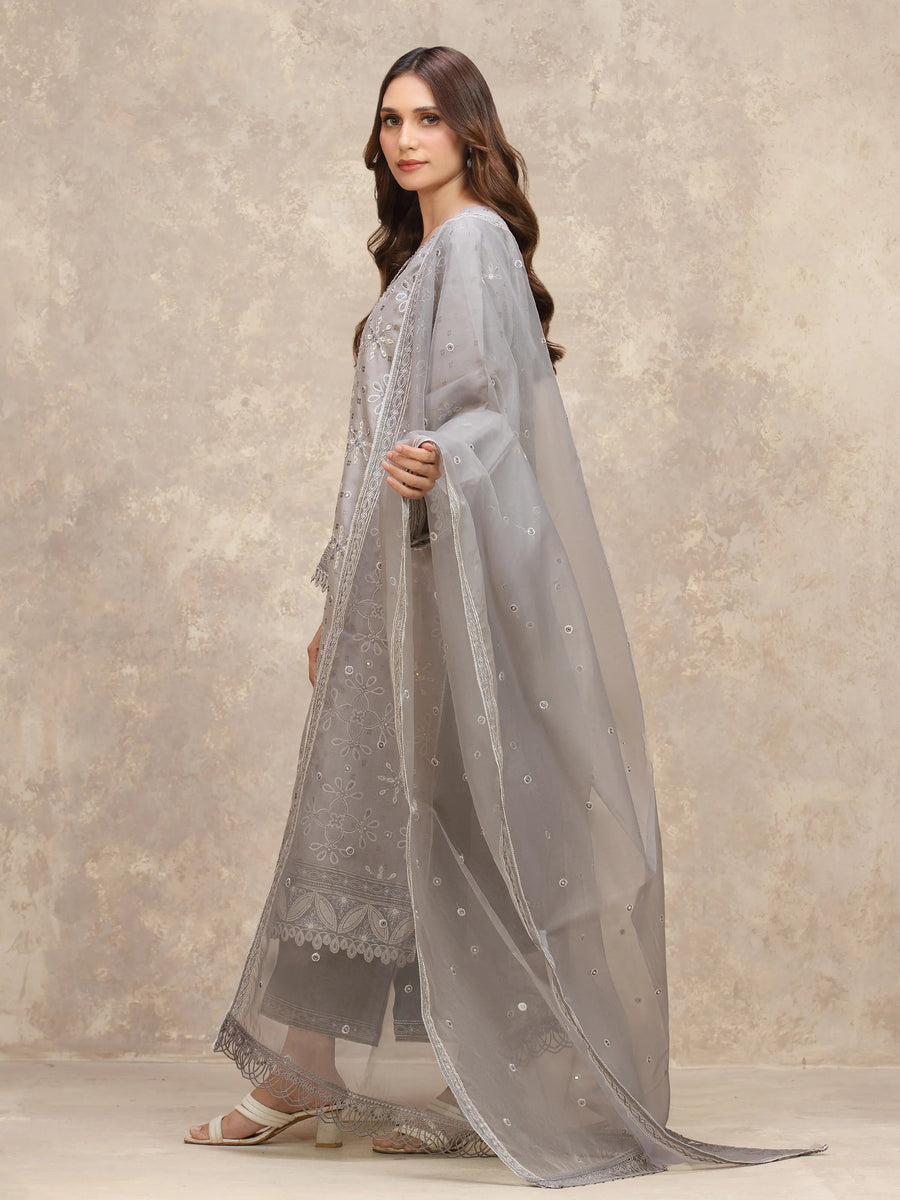 edenrobe Premium Embroidered Viscose Unstitched 3Pc Suit EWU5V19-32025