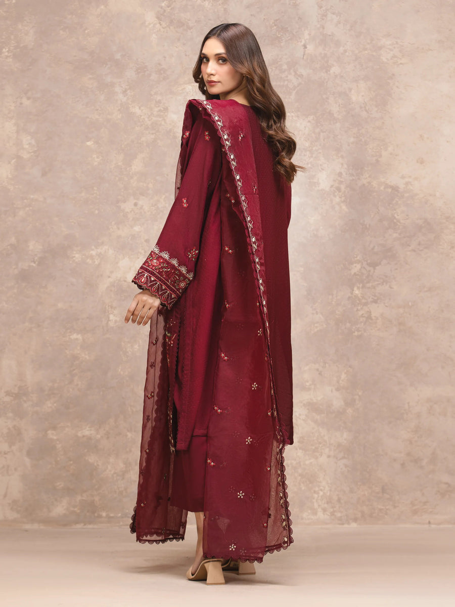 edenrobe Premium Embroidered Viscose Unstitched 3Pc Suit EWU5V19-32026