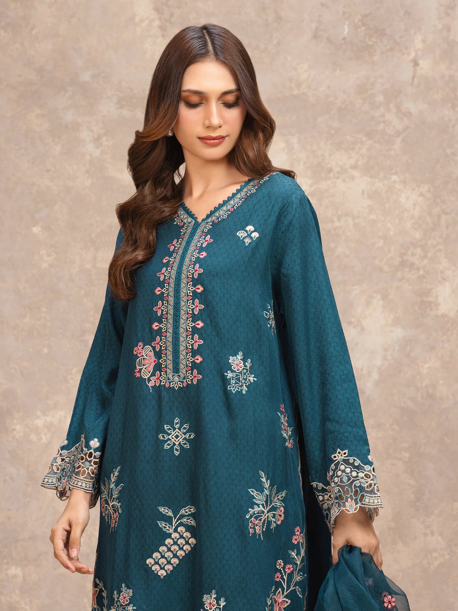 edenrobe Premium Embroidered Viscose Unstitched 3Pc Suit EWU5V19-32027