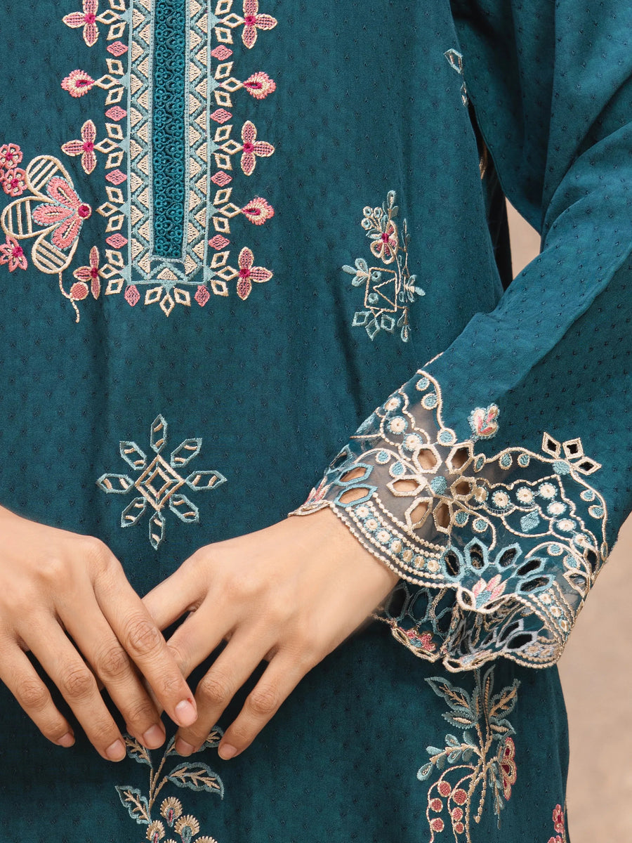 edenrobe Premium Embroidered Viscose Unstitched 3Pc Suit EWU5V19-32027