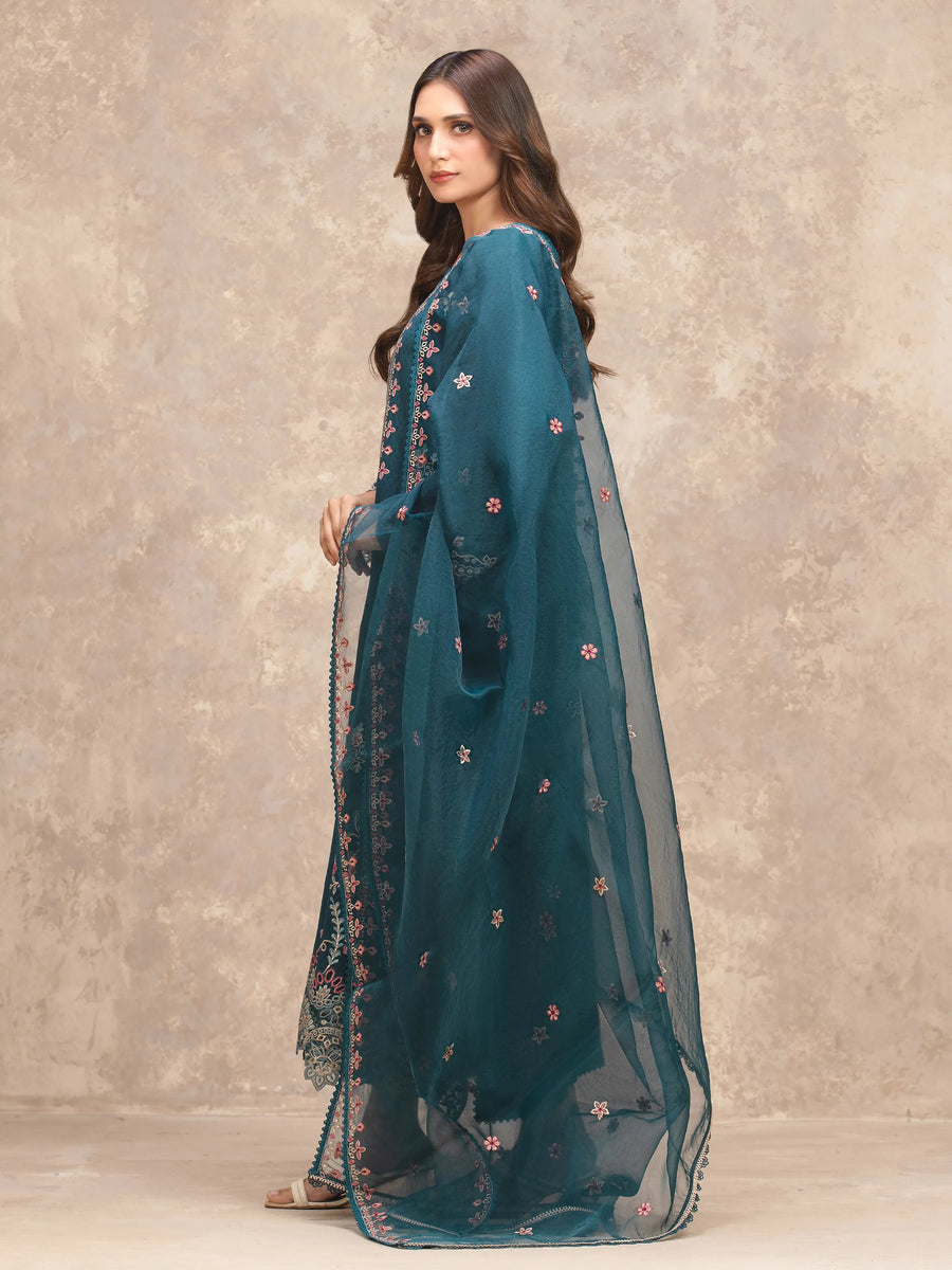 edenrobe Premium Embroidered Viscose Unstitched 3Pc Suit EWU5V19-32027