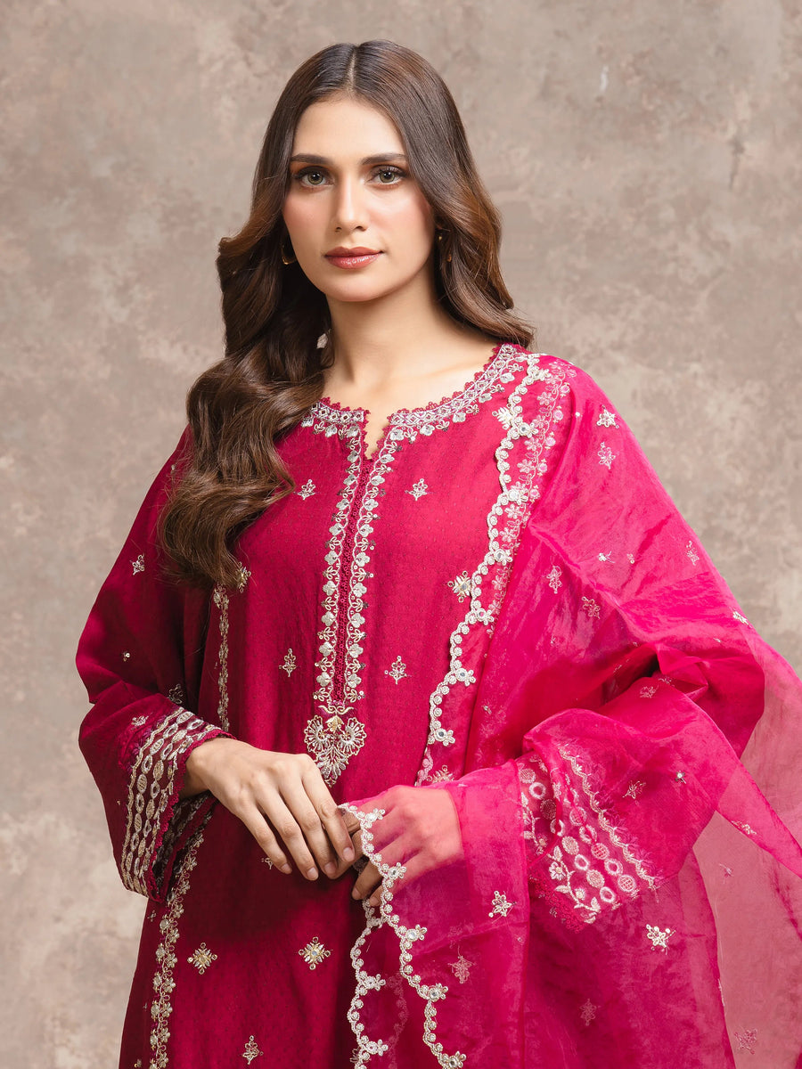 edenrobe Premium Embroidered Viscose Unstitched 3Pc Suit EWU5V19-32028