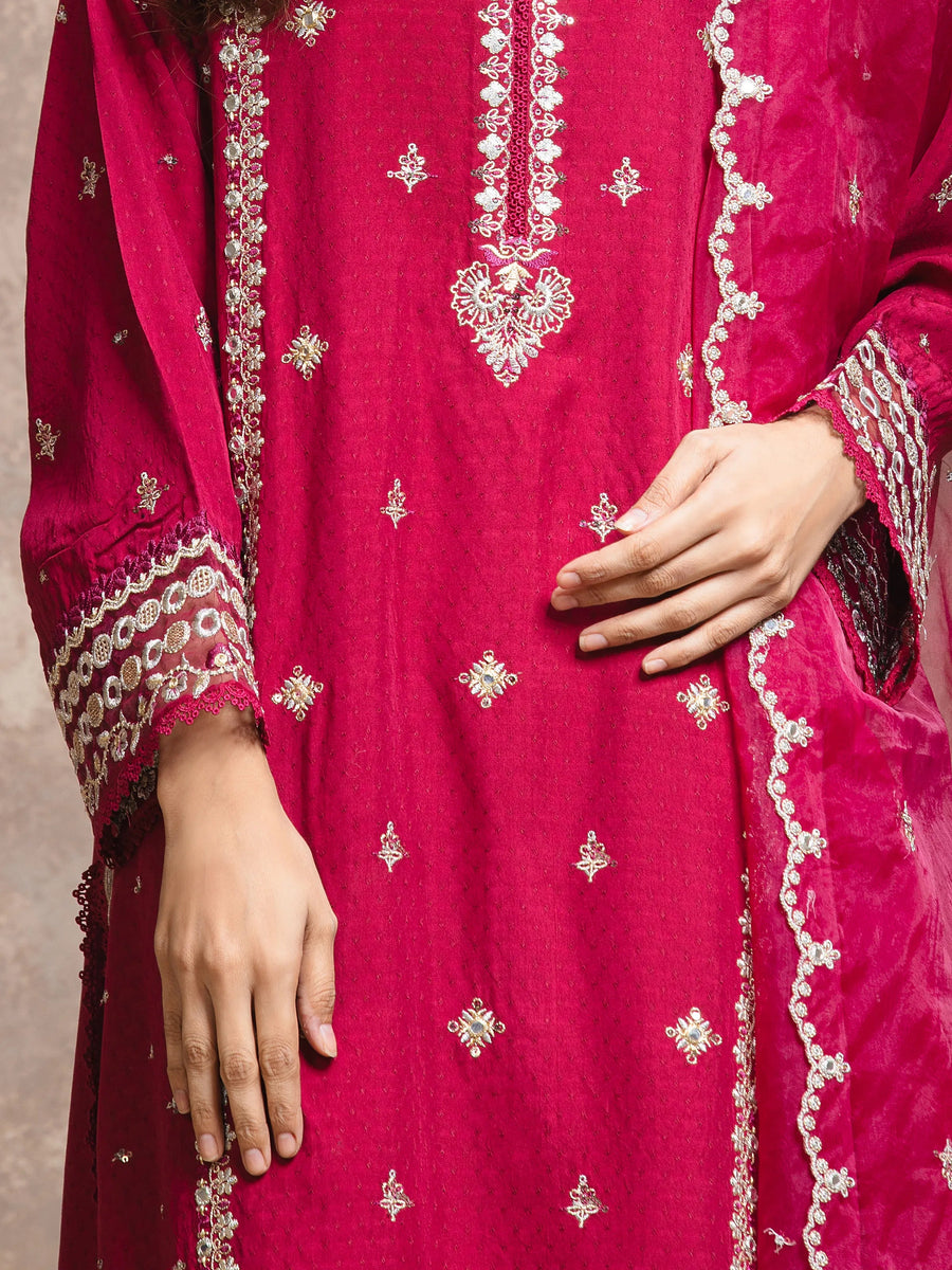 edenrobe Premium Embroidered Viscose Unstitched 3Pc Suit EWU5V19-32028