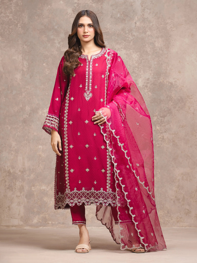 edenrobe Premium Embroidered Viscose Unstitched 3Pc Suit EWU5V19-32028