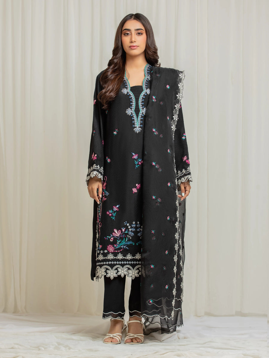 edenrobe Premium Embroidered Viscose Unstitched 3Pc Suit EWU5V19-32030