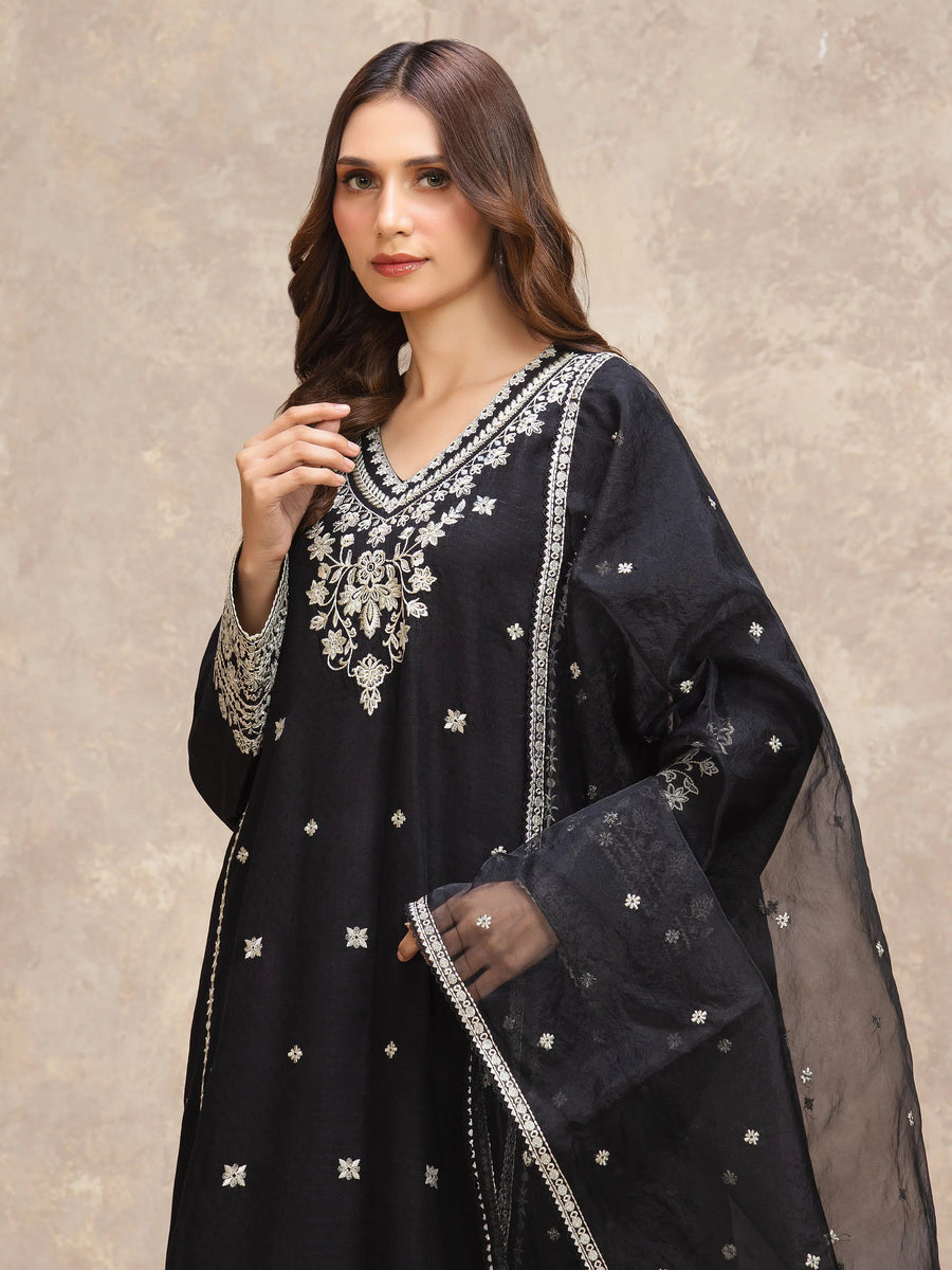 edenrobe Premium Embroidered Viscose Unstitched 3Pc Suit EWU5V19-32031