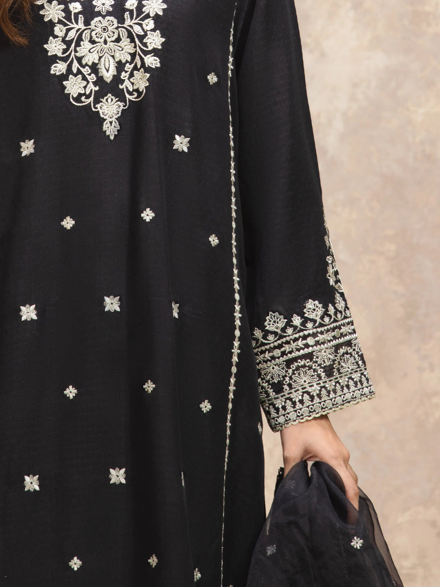 edenrobe Premium Embroidered Viscose Unstitched 3Pc Suit EWU5V19-32031