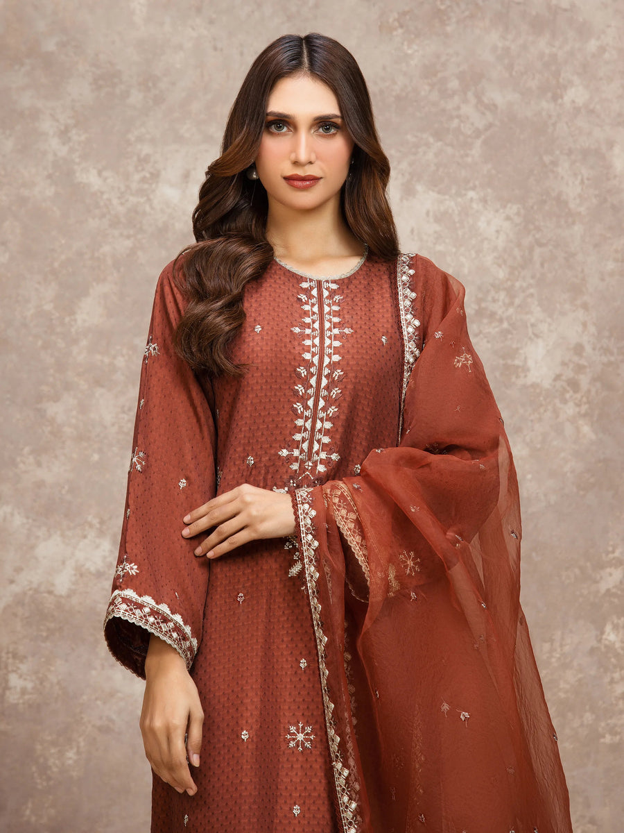 edenrobe Premium Embroidered Viscose Unstitched 3Pc Suit EWU5V19-32032
