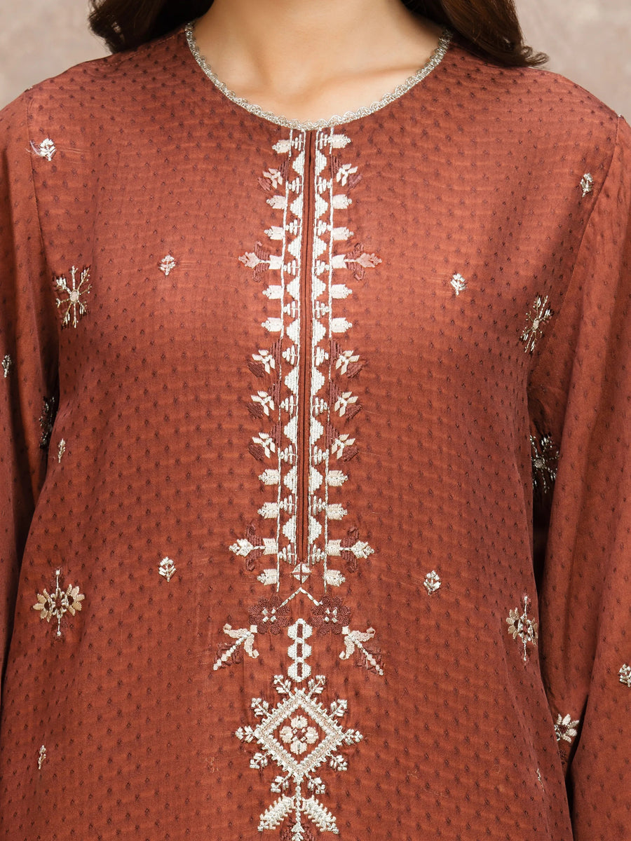 edenrobe Premium Embroidered Viscose Unstitched 3Pc Suit EWU5V19-32032