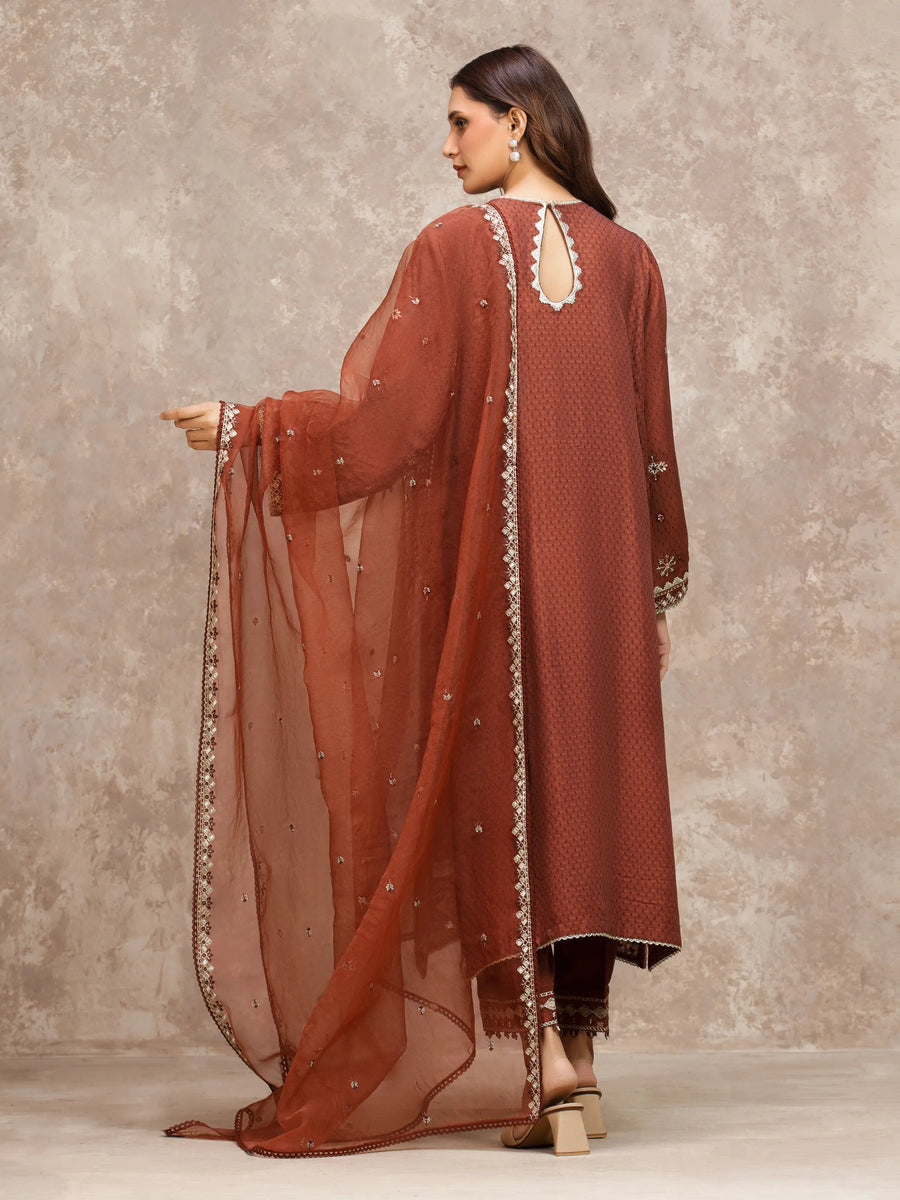 edenrobe Premium Embroidered Viscose Unstitched 3Pc Suit EWU5V19-32032
