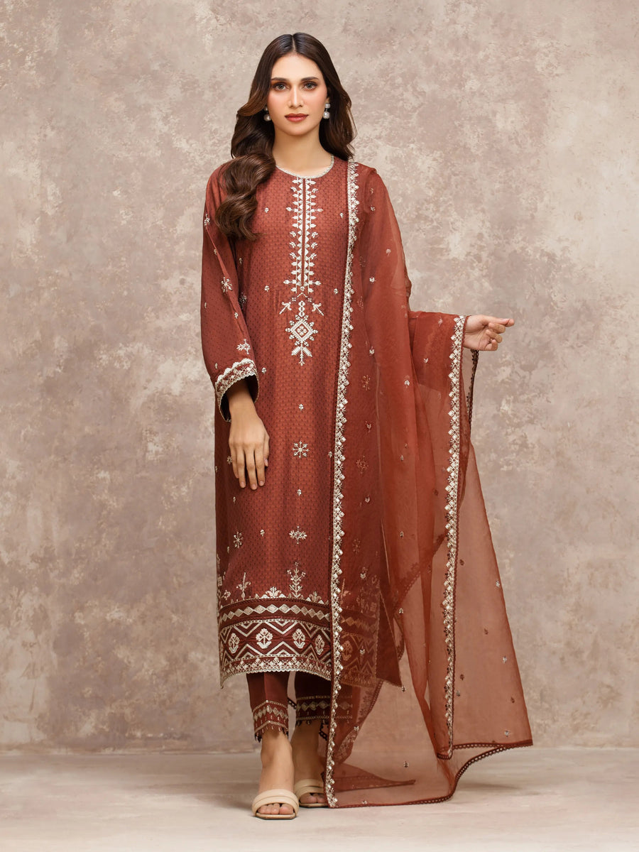 edenrobe Premium Embroidered Viscose Unstitched 3Pc Suit EWU5V19-32032