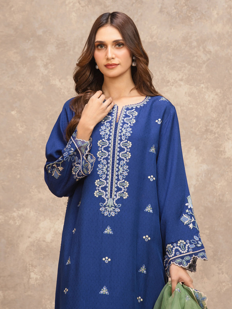 edenrobe Premium Embroidered Viscose Unstitched 3Pc Suit EWU5V19-32033