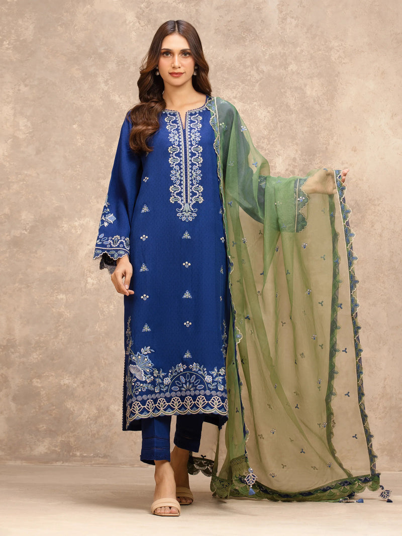 edenrobe Premium Embroidered Viscose Unstitched 3Pc Suit EWU5V19-32033