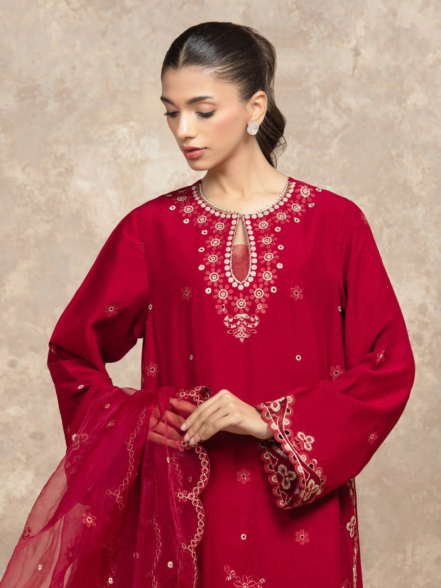edenrobe Premium Embroidered Viscose Unstitched 3Pc Suit EWU5V19-32048