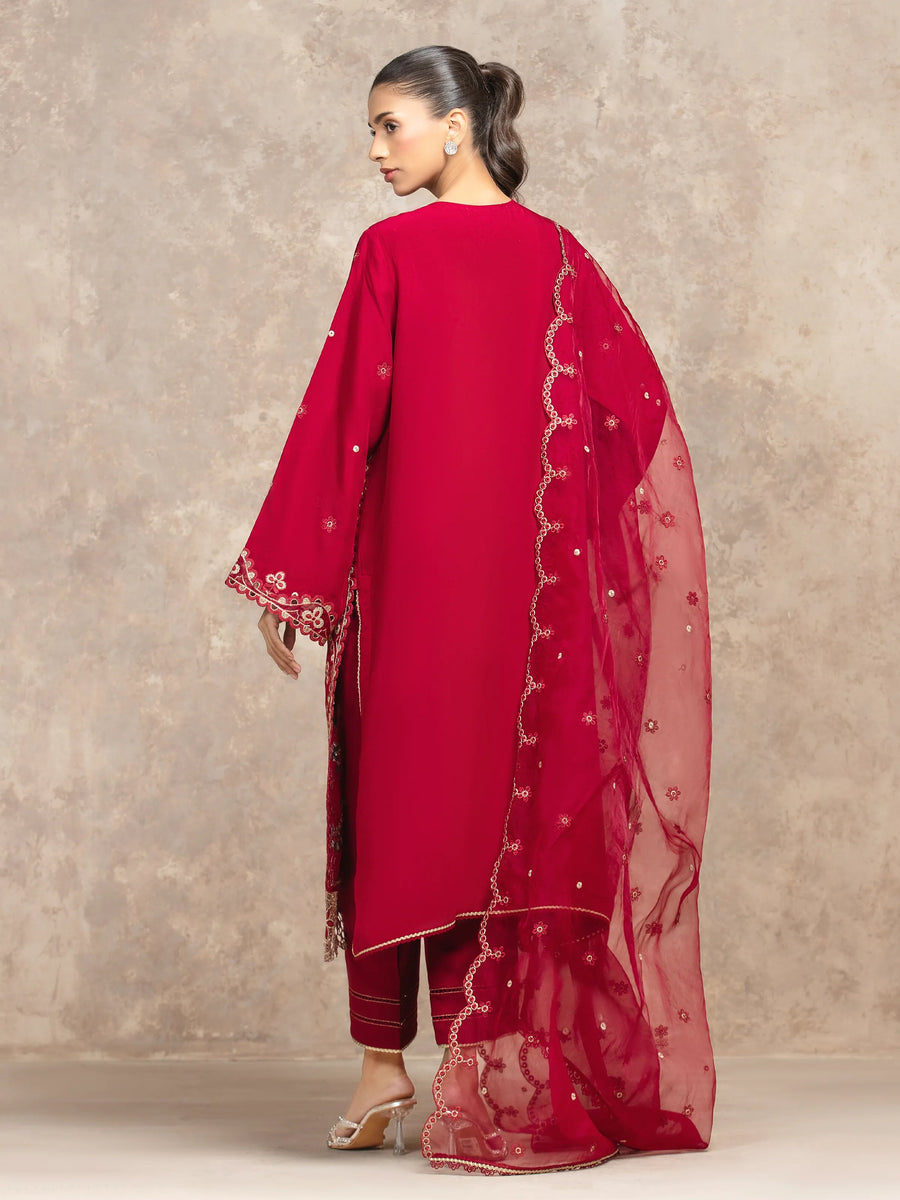 edenrobe Premium Embroidered Viscose Unstitched 3Pc Suit EWU5V19-32048