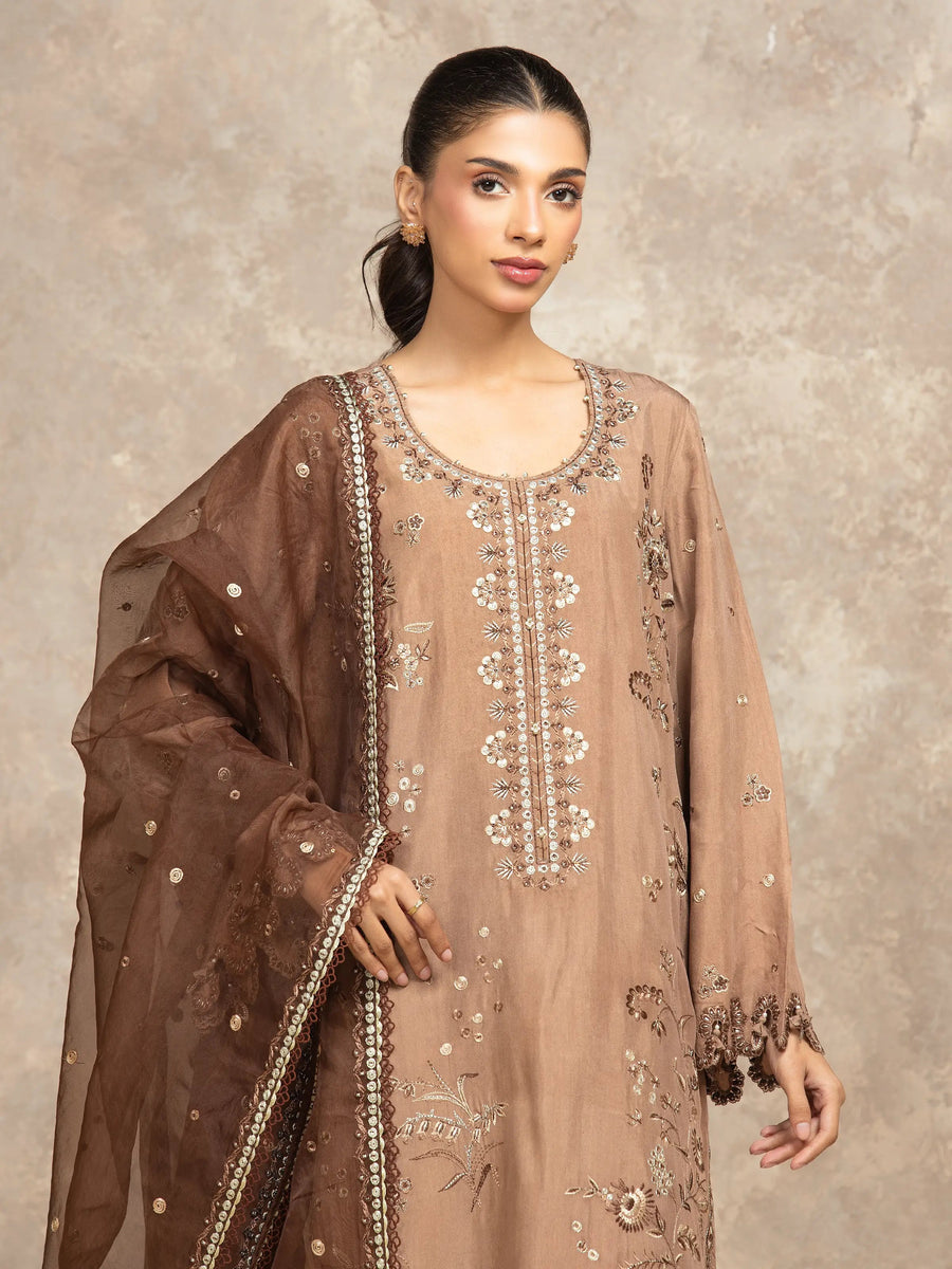 edenrobe Premium Embroidered Viscose Unstitched 3Pc Suit EWU5V19-32049