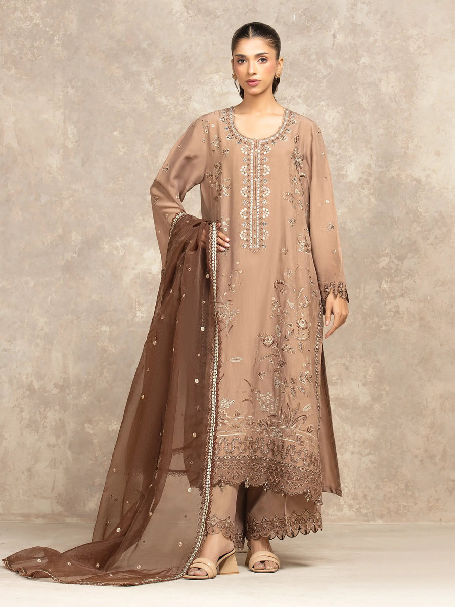 edenrobe Premium Embroidered Viscose Unstitched 3Pc Suit EWU5V19-32049