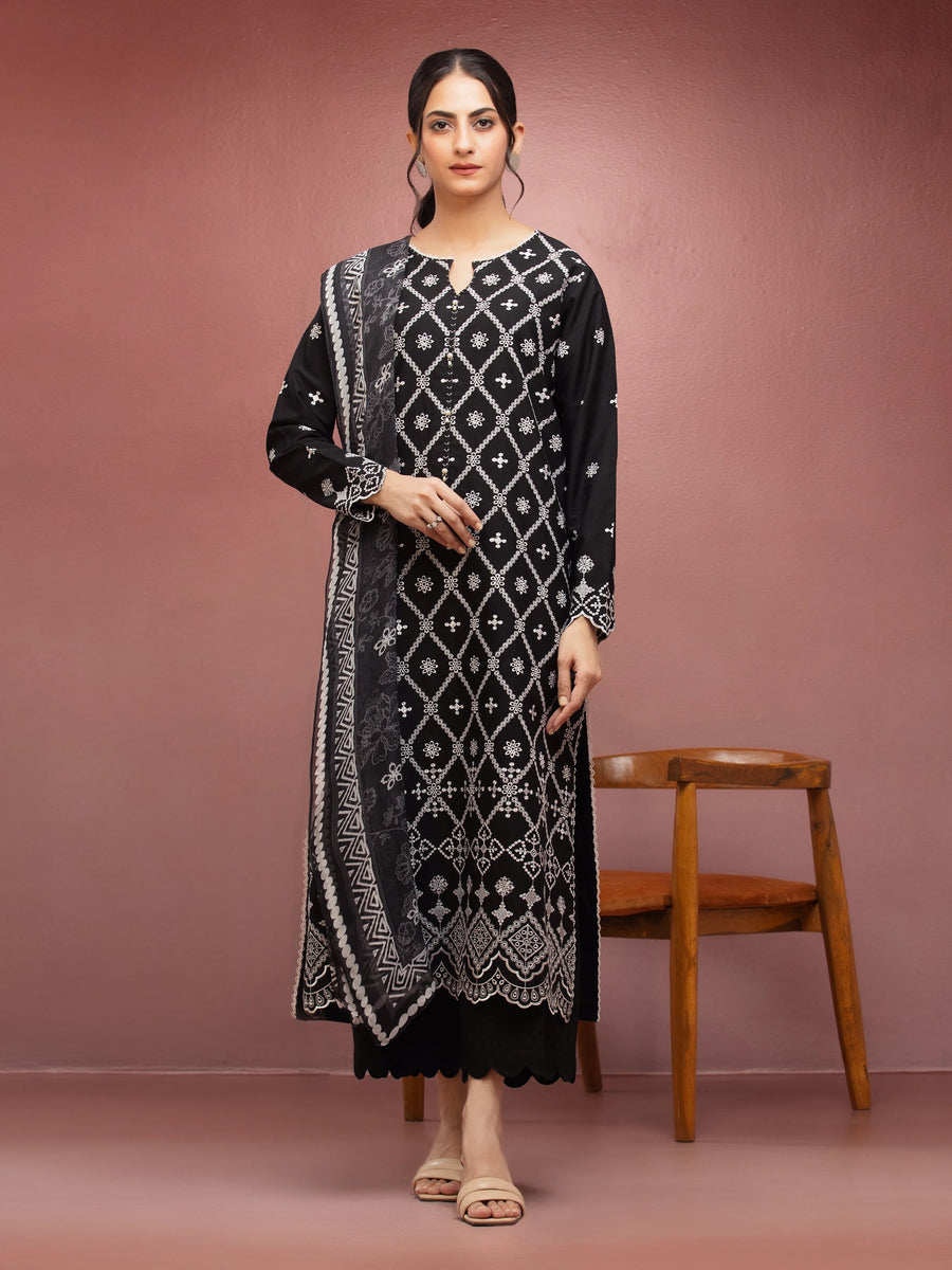 edenrobe Premium Festive Unstitched Cambric 3Pc Suit EWU5V2-31002