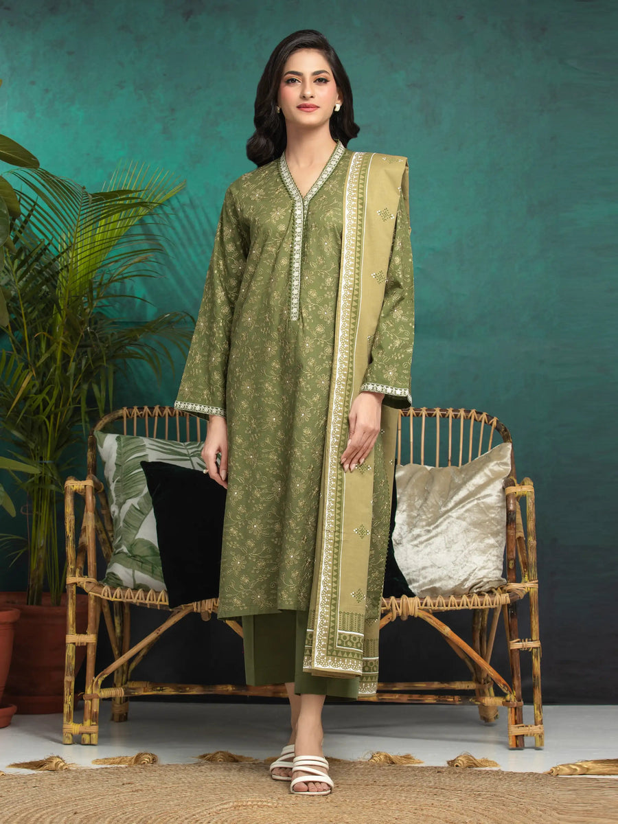 edenrobe Premium Festive Unstitched Cambric 3Pc Suit EWU5V2-31018