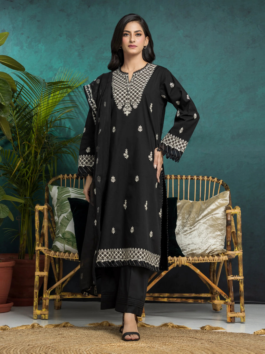 edenrobe Premium Festive Unstitched Cambric 3Pc Suit EWU5V2-31025
