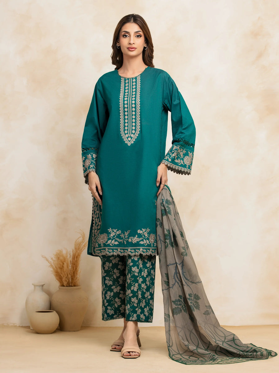 edenrobe Premium Festive Unstitched Cambric 3Pc Suit EWU5V2-31031