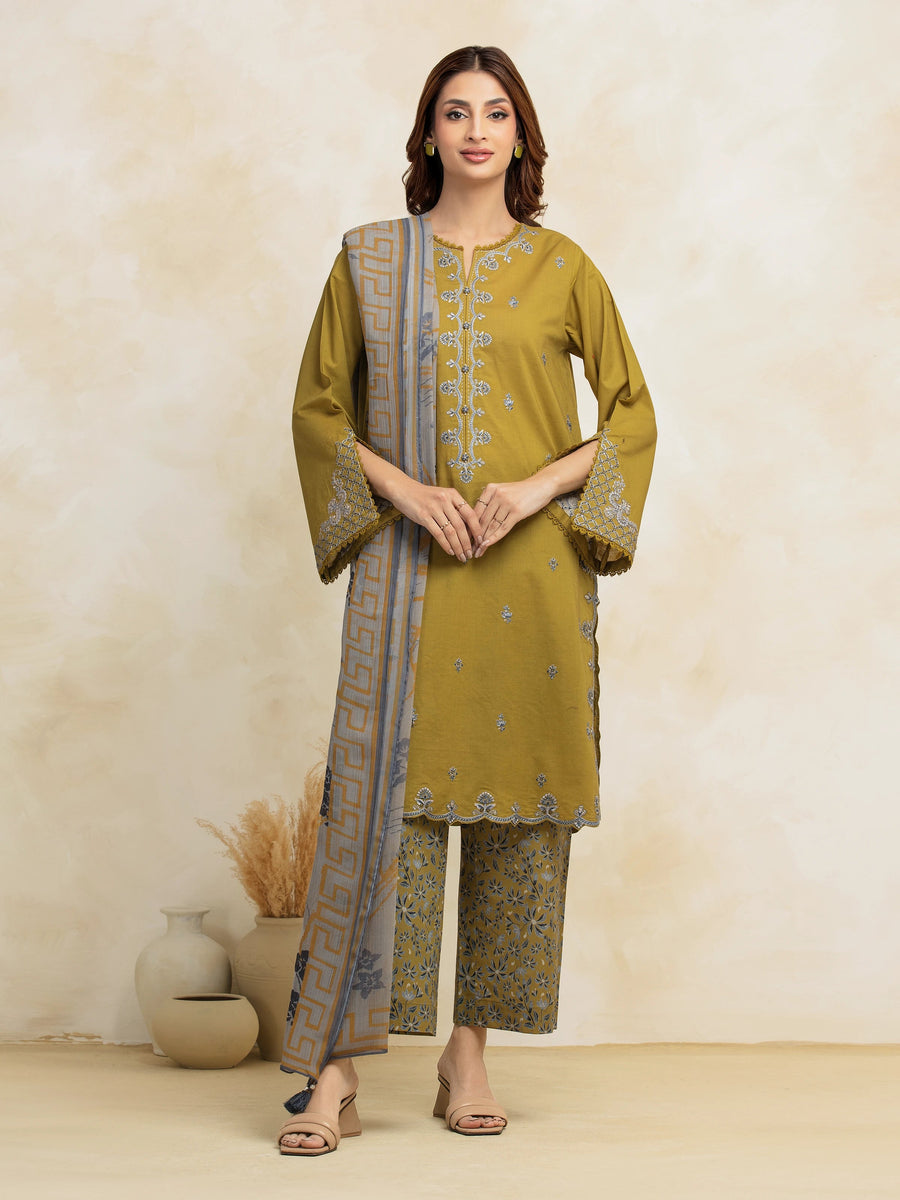 edenrobe Premium Festive Unstitched Cambric 3Pc Suit EWU5V2-31033