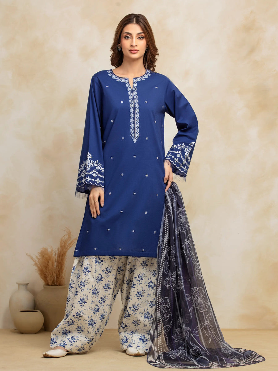edenrobe Premium Festive Unstitched Cambric 3Pc Suit EWU5V2-31038