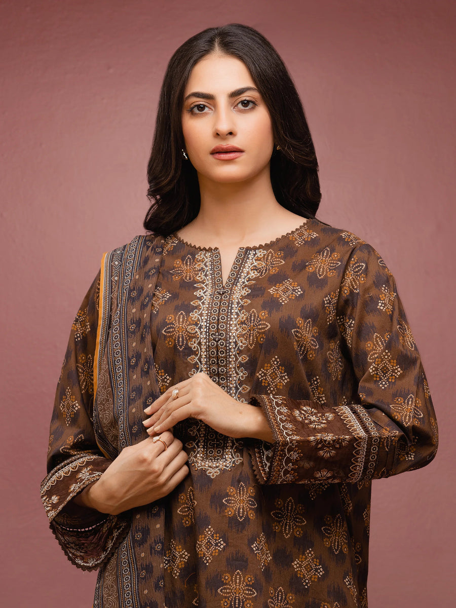 edenrobe Premium Festive Unstitched Cambric 3Pc Suit EWU5V2-31040