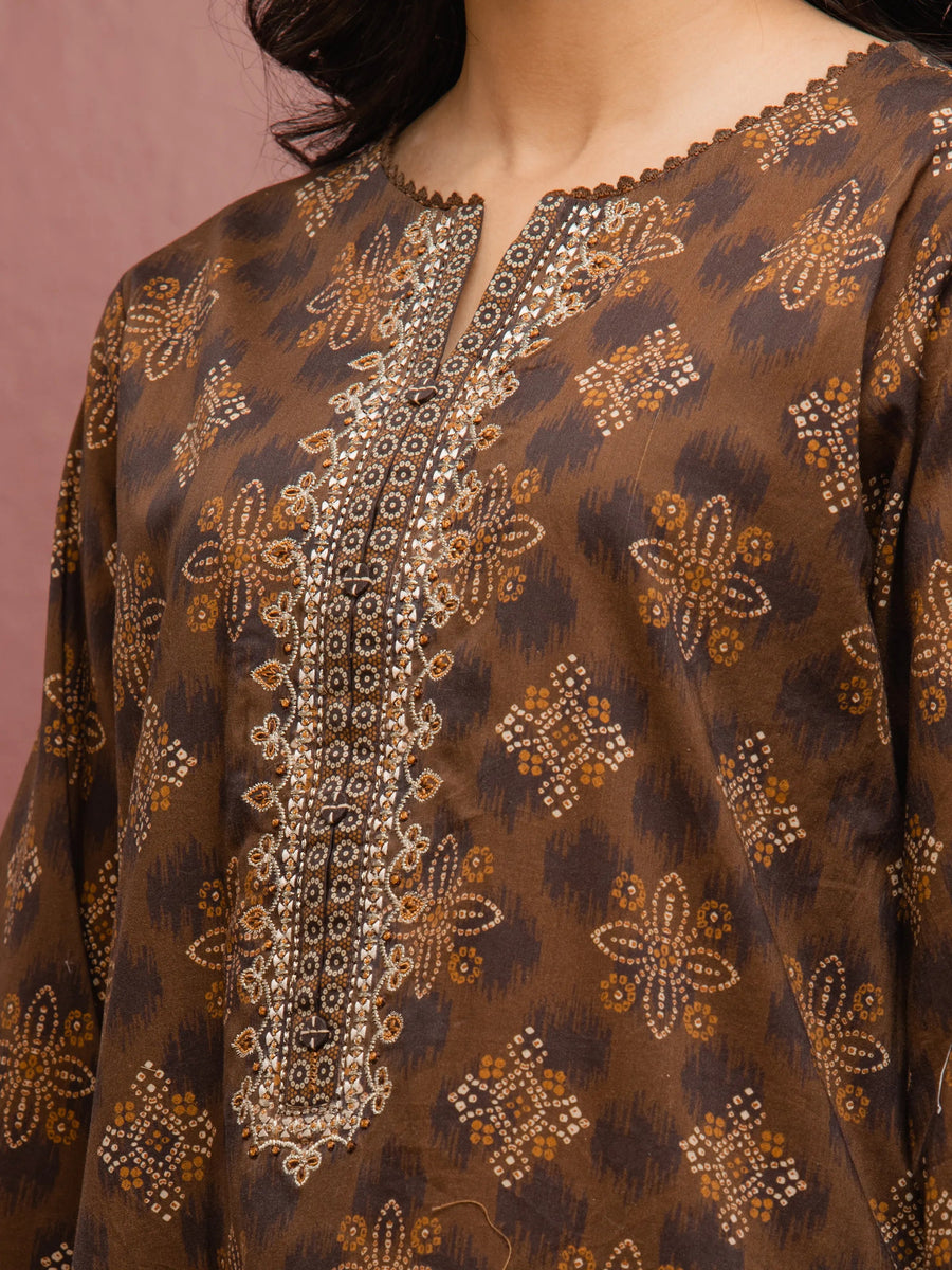 edenrobe Premium Festive Unstitched Cambric 3Pc Suit EWU5V2-31040