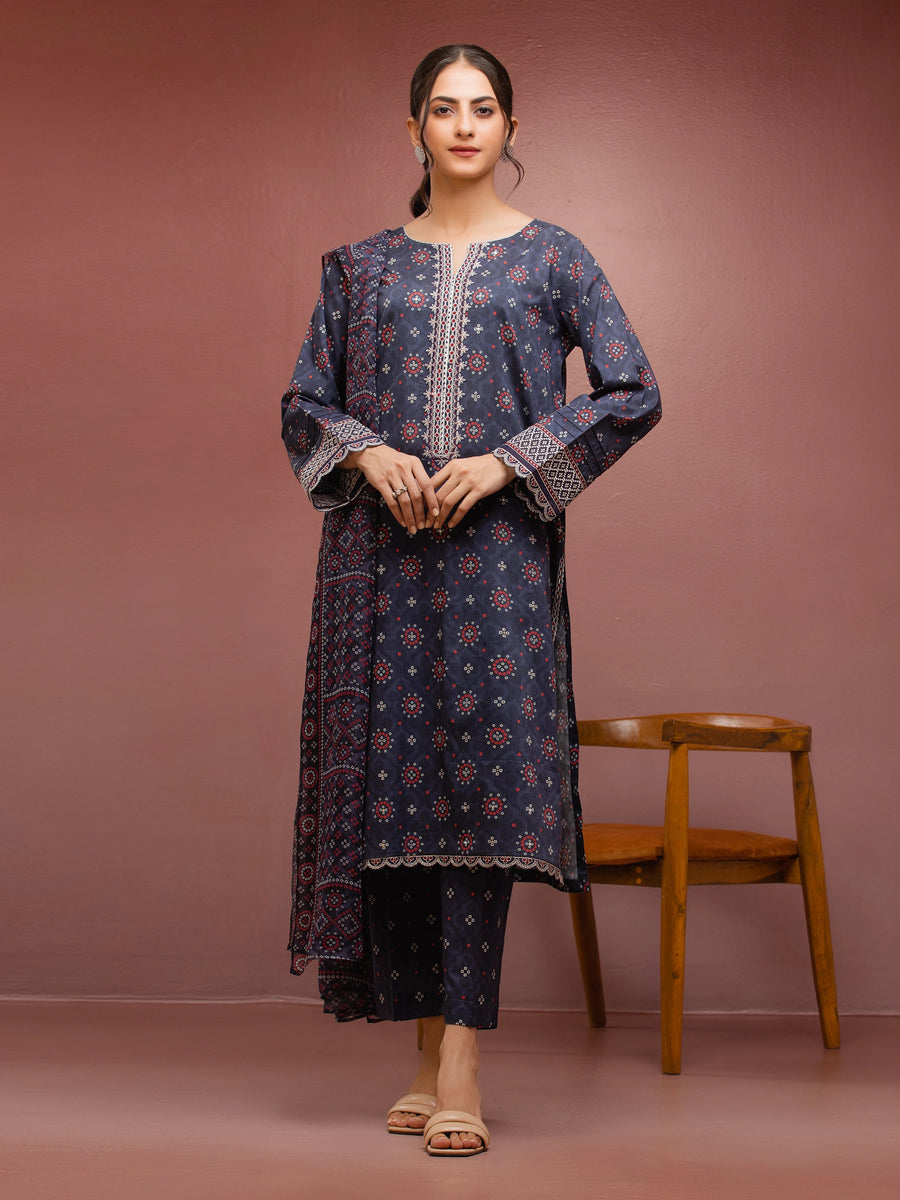 edenrobe Premium Festive Unstitched Cambric 3Pc Suit EWU5V2-31043