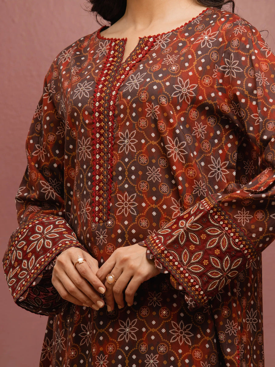 edenrobe Premium Festive Unstitched Cambric 3Pc Suit EWU5V2-31044