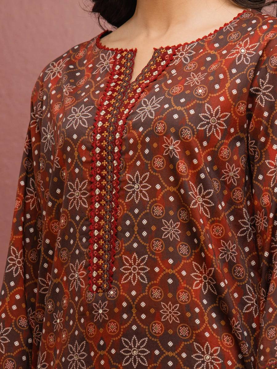 edenrobe Premium Festive Unstitched Cambric 3Pc Suit EWU5V2-31044